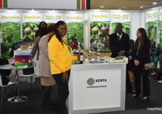 Irene is the CEO of Vegbatioan Exporters Limited from Kenya, standing here on the Kenya stand. They export fresh avocados as well as avocado oil.